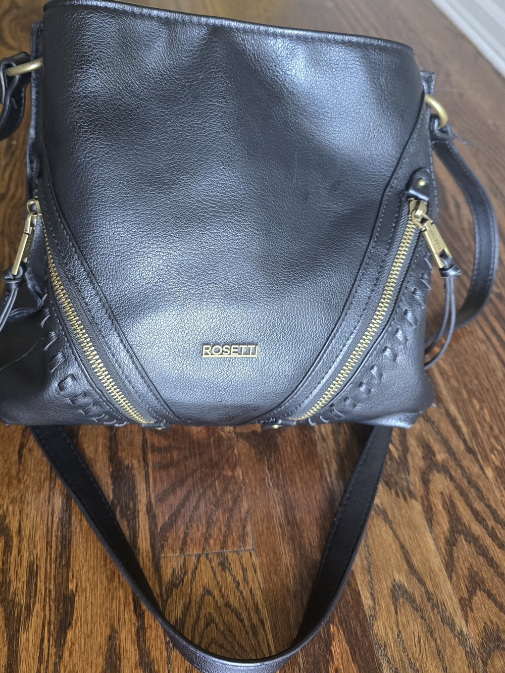Rosetti Black Leather Crossbody Bag